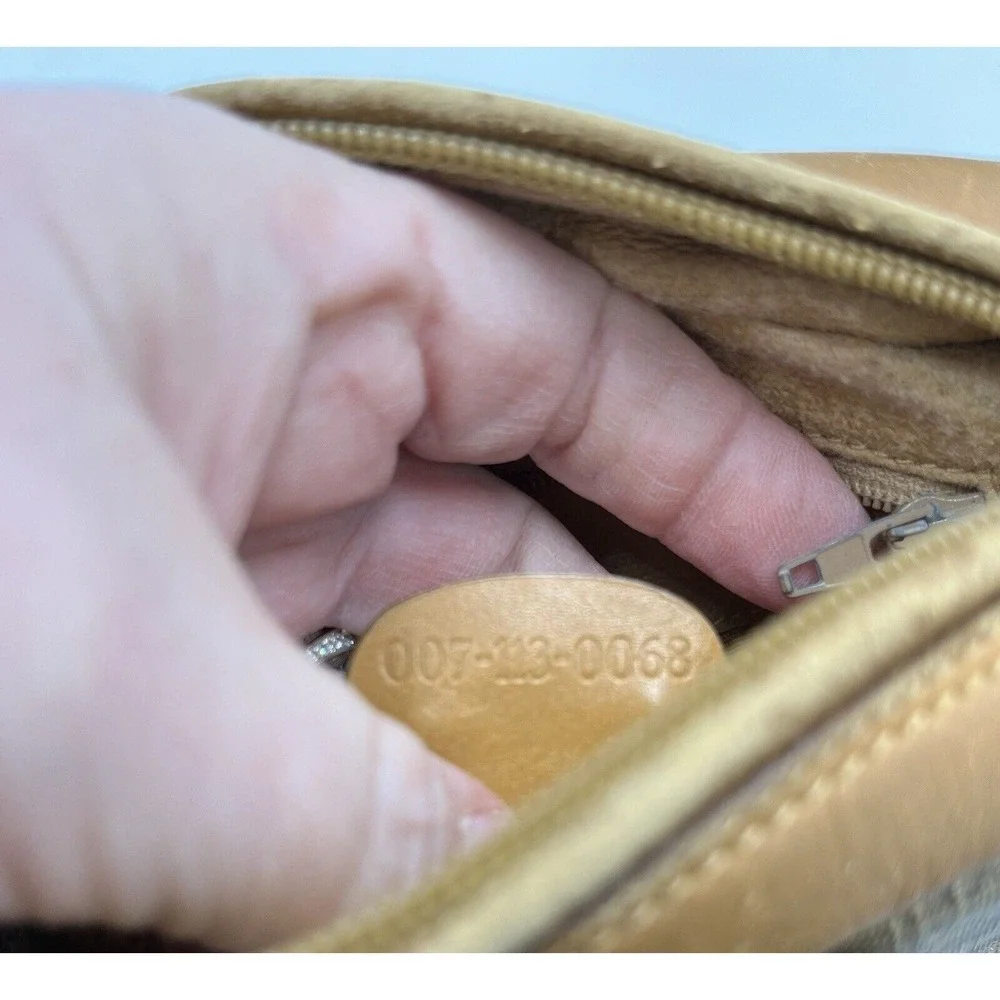 GUCCI Vintage Micro GG Tan Brown Canvas Shoulder Bag PVC‎ Leather Crossbody